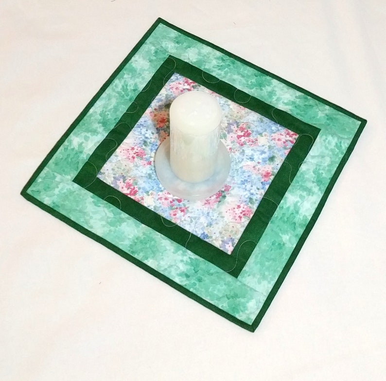 Reversible to Abstract Floral Quilt Hostess Gift Bed Stand Topper Quiltsy Handmade Soft Floral Quilted Table Topper Gift for Mom