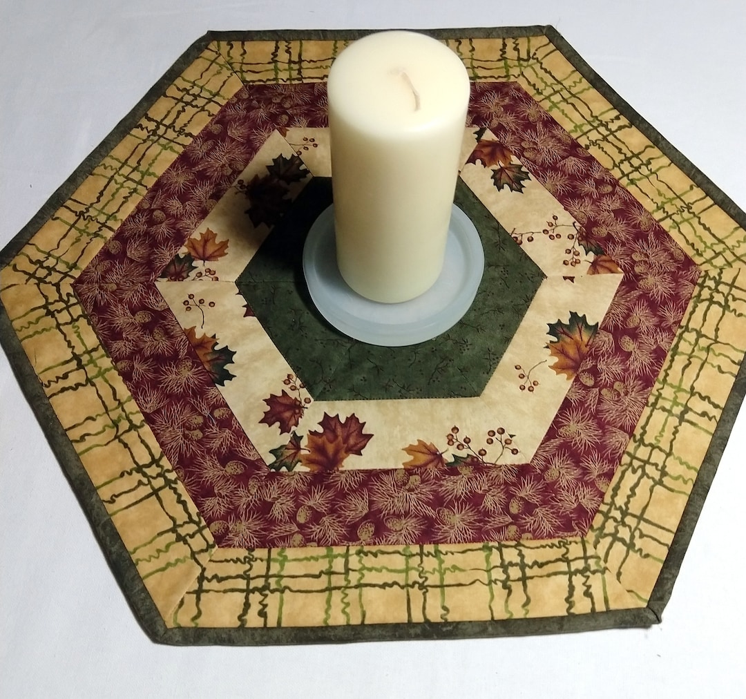 Autumn Table Topper Winter Hex Table Cover Quilt Quilted Etsy