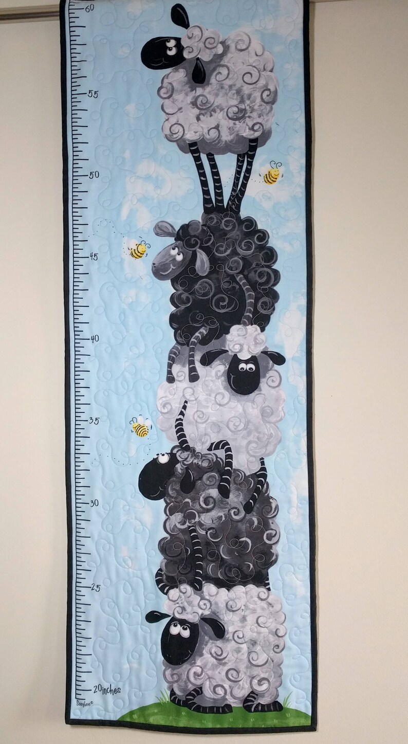 Child Growth Chart Quilted Sheep and Bees Wall Hanging Etsy