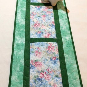 Reversible to Abstract Floral Quilt Hostess Gift Bed Stand Topper Quiltsy Handmade Soft Floral Quilted Table Topper Gift for Mom