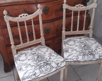 Chaises anciennes style Louis XVI, esprit Marie-Antoinette