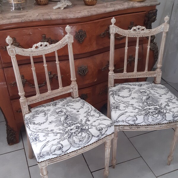 Chaises anciennes style Louis XVI, esprit Marie-Antoinette