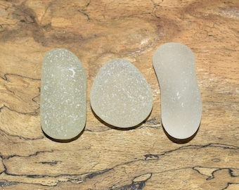 Genuine Large White Sea Glass Beach Glass 25-35mm Real Thick Chunky Sea Glass Authentic Frosted Ice Jewelry Making Flawless Sea Glass Chunk