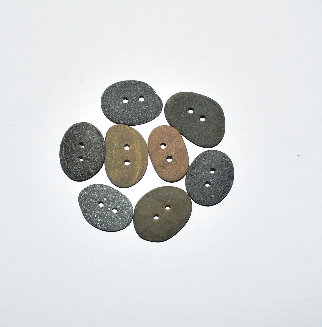 Natural Stone Buttons 22-25 Mm Rock Buttons 8 Organic Buttons Beach ...
