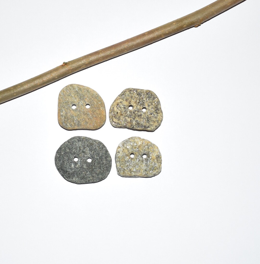 Rectangular Stone Button Natural Stone Buttons 24-28mm 4 Pc. Organic Rock Buttons Knitting ...