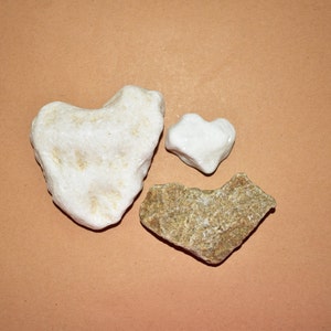 Set of 3 Heart Shaped Stones - Heart Rocks - Natural Heart Stones - Genuine Beach Stone Hearts Love Rocks - Love Gift Idea