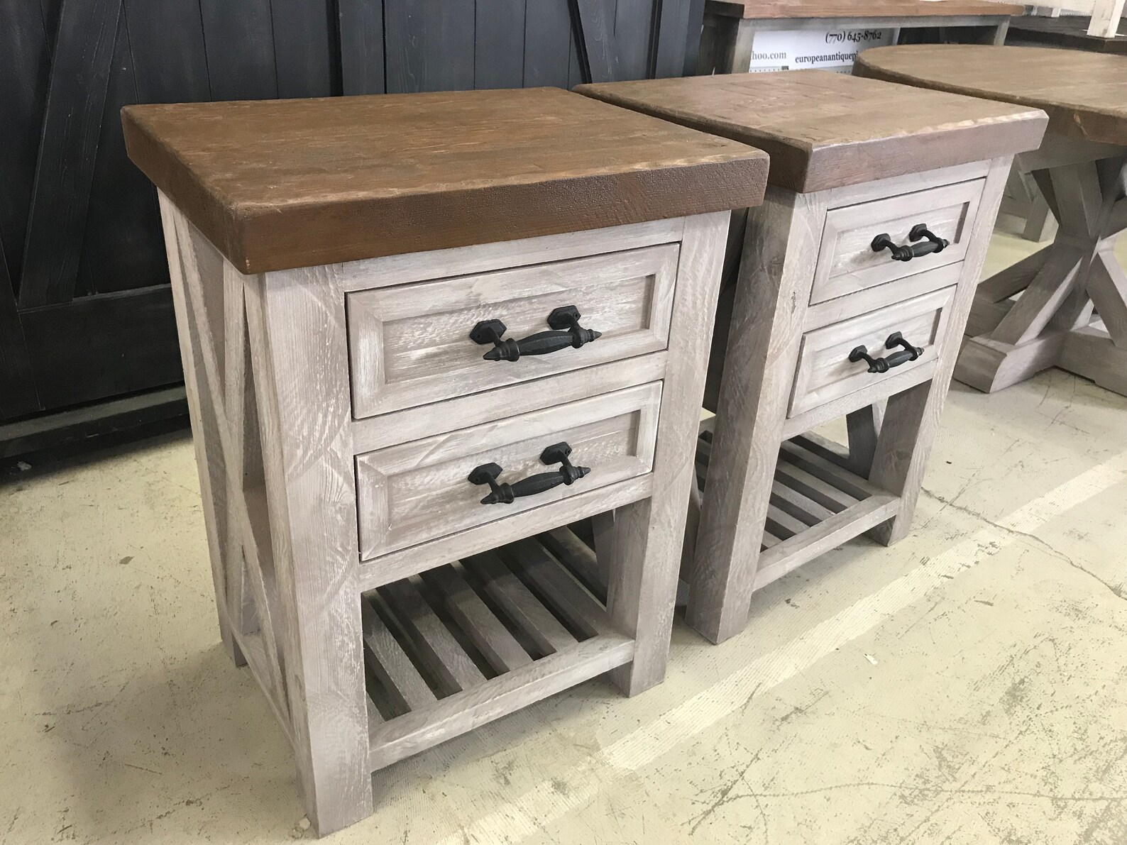 Pair of Custom Pine Side Tables w/ 2 Drawers and Shelf Etsy