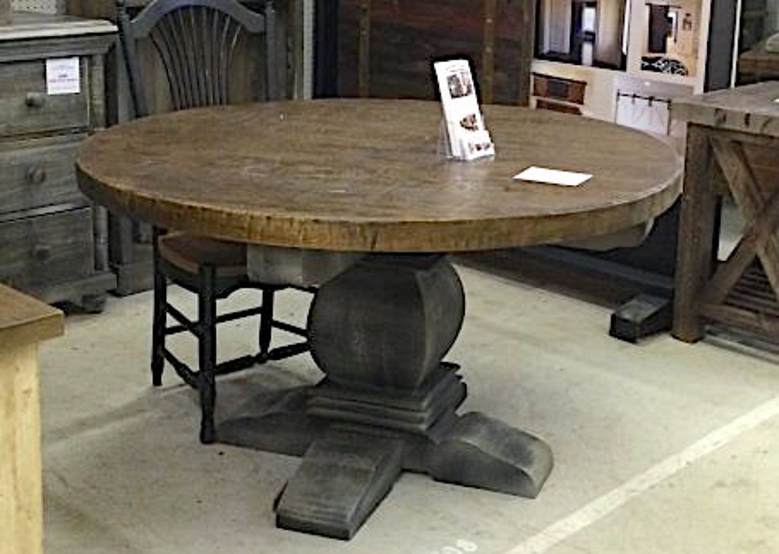 Custom Pine 60 Round Pedestal Table w/ custom base Etsy