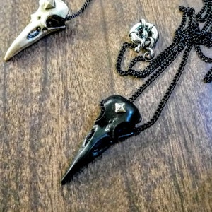 Witch Raven skull - Black Bird Skull Necklace - post apocalyptic