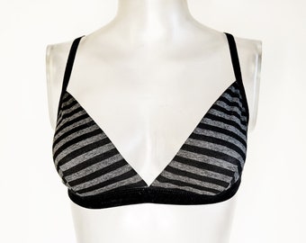 Grey & Black Striped Bralette