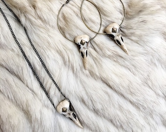 RAVEN SET - Bone - Mini Hoops & Necklace