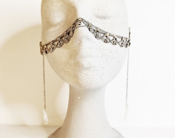 Antique Rhinestone Face Jewelry - Clear Quartz Adornment, Easy-Wear Elegance for the Fashion-Forward Woman and Men