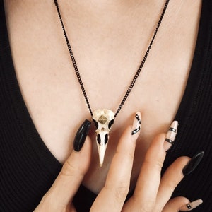 Witch Bird skull necklace - witchy jewelry - occult pendant