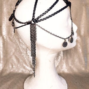 Warrior dark silver and vegan leather headpiece