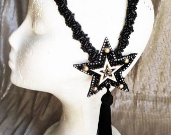 Gatsby headpiece - gold and black sparkling star