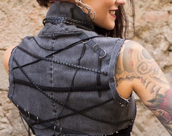 Post apocalyptic vest - gothic vest tribal fusion pagan clothing