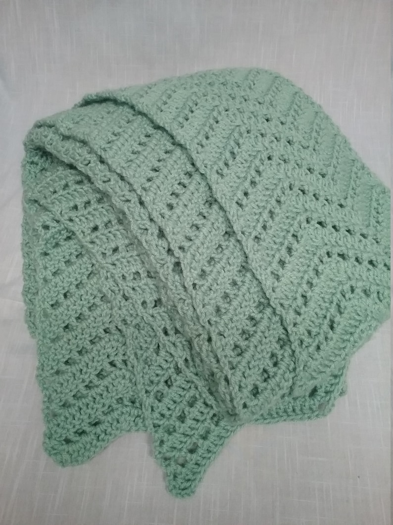 Green Ripple Crocheted Afghan