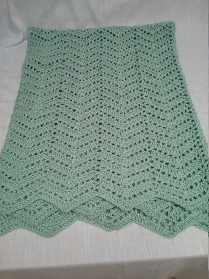 Green Ripple Crocheted Afghan