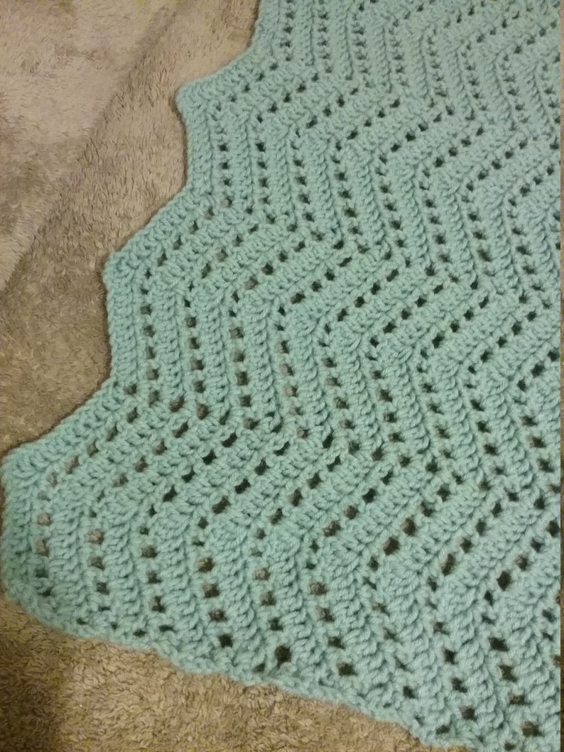 Green Ripple Crocheted Afghan