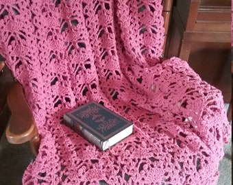 Rose Colored Warmth Crocheted Throw