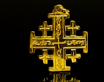 Gold Jerusalem cross necklace for women | Talisman necklace | Christian gift made in Israel