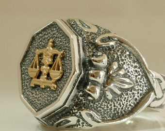 Ring Libra Zodiac ring man Men silver signet ring Zodiac sign libra Zodiac sign ring scorpio