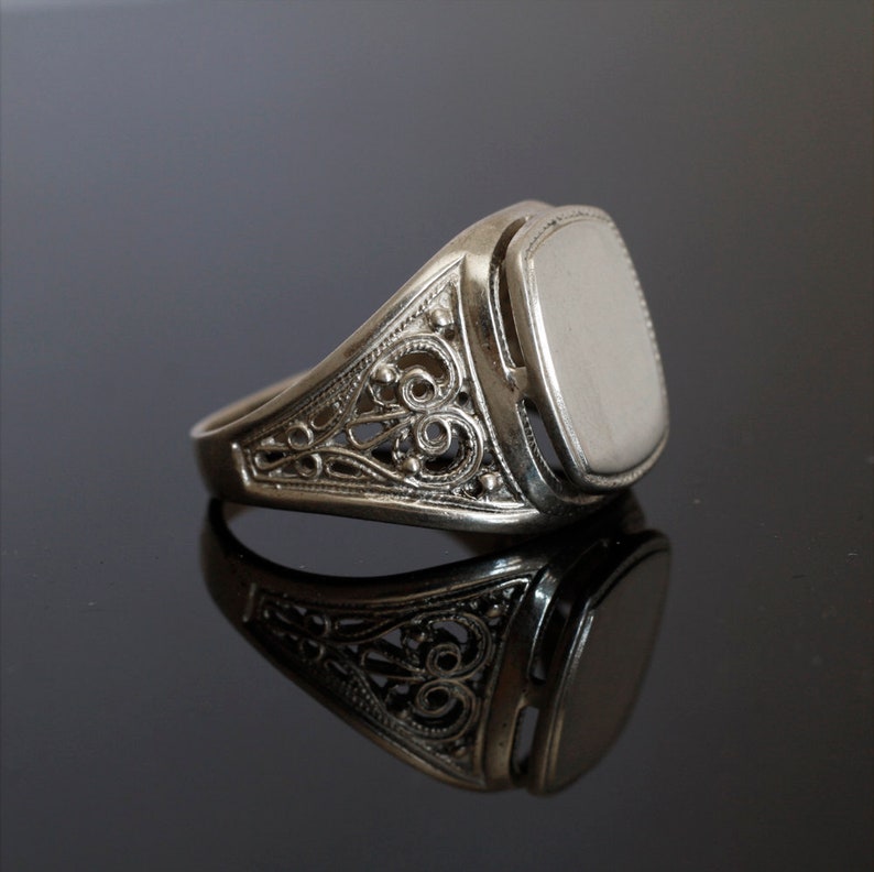 Anillo de sello de plata para hombre monograma anillo de sello Etsy