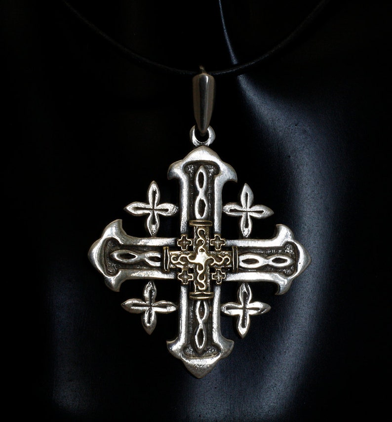Large Silver Cross Necklace Women Jerusalem Cross Necklace Jewish Gifts