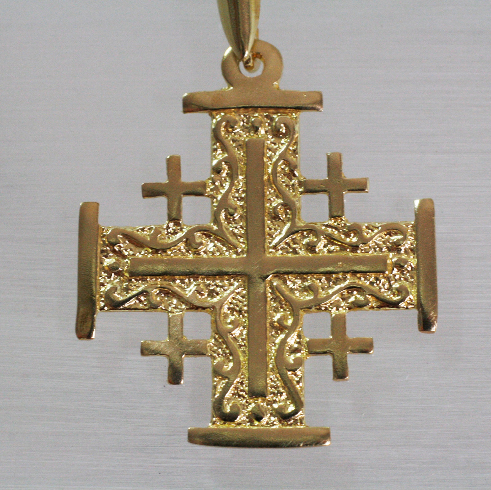 BOBIJOO Jewelry - Anhänger Stahl-Glas-Kreuz-Jerusalem-Kette - 26,90 €