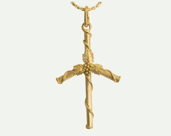 Grapevine cross necklace | Christian cross pendant | Small gold cross necklace for women.