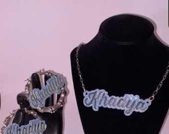 14k Gold Filled Bamboo Hoops Name Earrings-Hoops with Name - Personalized Name Earrings And Necklace