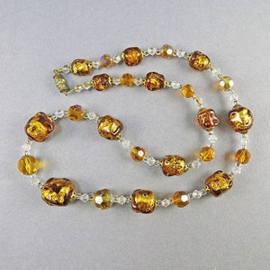 Vintage Statement Necklace With Foil Glass Beads Necklace Aurora Borelis Beads Faceted Glass Beads Art Glass Jewelry Vintage Jewellery