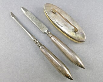 Antique Sterling Manicure Set English Hallmark Sterling Silver Nail File 1920s Silver Accessories Antiques Collectibles