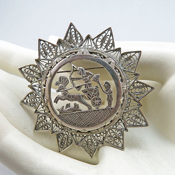 Broche-pendentif Argent Art Déco Ancien - Filigranes & Billes - Superbe état