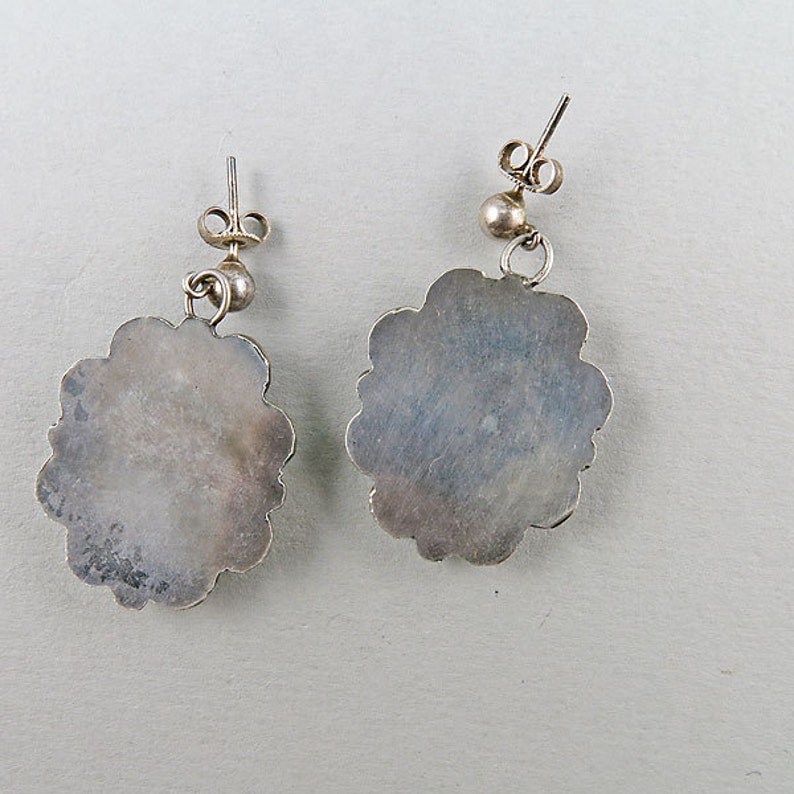 Vintage Sterling Earrings With Mother Of Pearl Jewelry Native American Jewelry Ethnic Jewelry