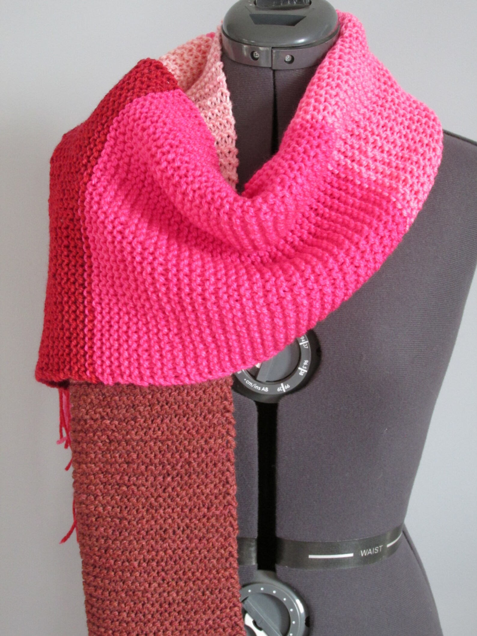 Long Knitted Scarf Adult scarf Color block scarf Larger Etsy