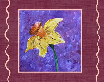 Narciso - dipinto originale acrilico su pannello di tela, 6 x 6 pollici - Hannah Madsen