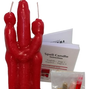 Red 6 Inch Lovers Adam & Eve Unity Couple Candle KIT - Love Ritual - Fall in Love with Me Spell.