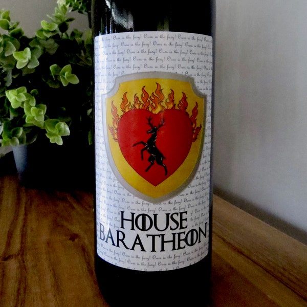 Game of Thrones Wine Labels - Digital File- Baratheon Wedding Centrepiece Table Name GOT Party Decoration Engagement Winter is Coming