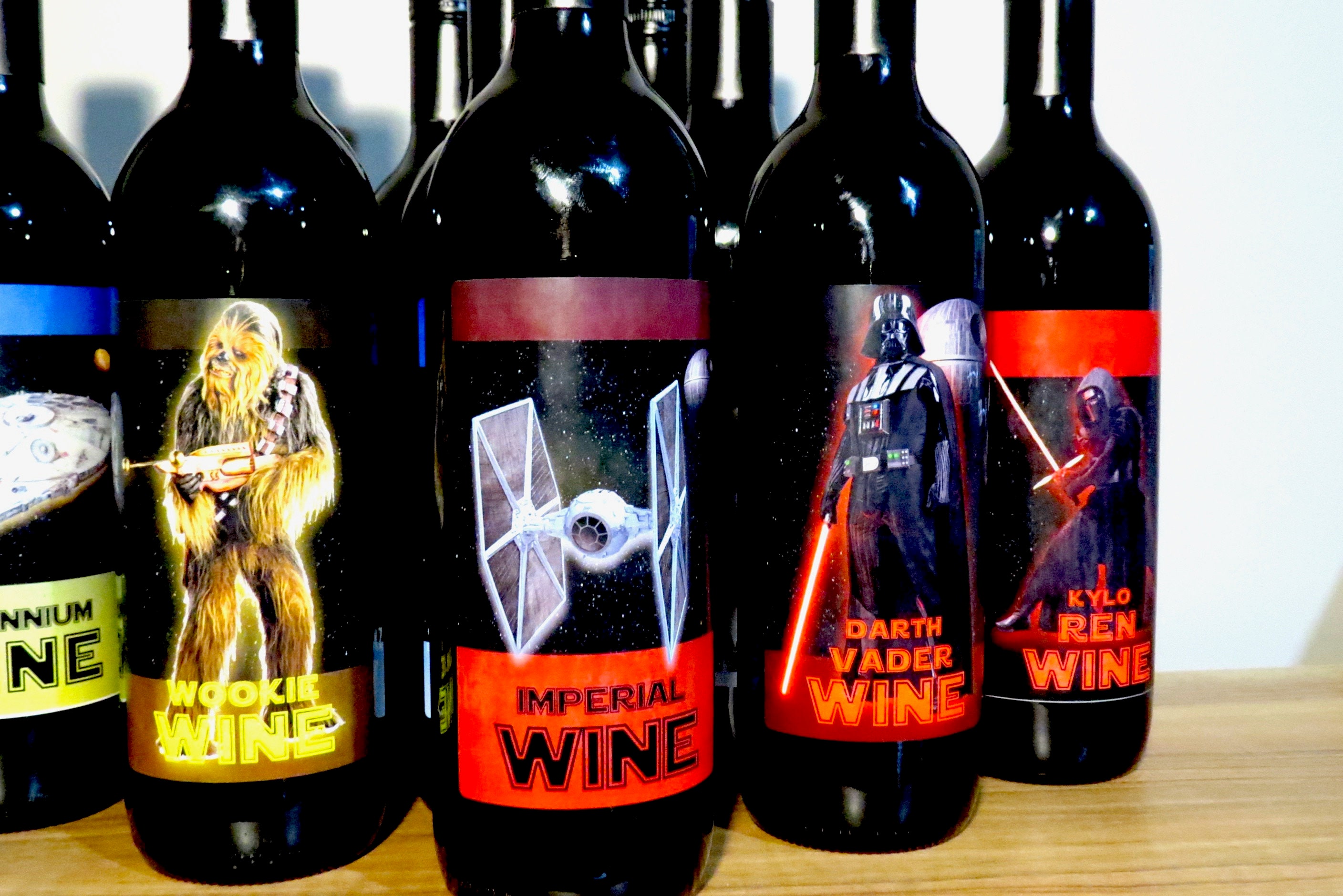 Wine Bottles Dressed Up As Star Wars Characters