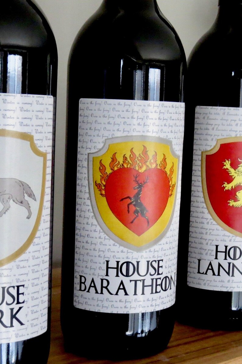 Game of Thrones Wine Labels Digital File Baratheon Wedding Centrepiece ...