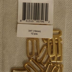 19mm Gold Metal Bra G-Hooks for Swimwear Bra Making, 12 pcs.