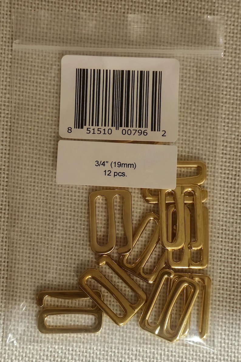 19mm Gold Metal Bra G-Hooks for Swimwear Bra Making, 12 pcs.