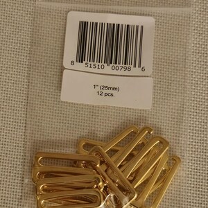 25mm Gold Metal Bra G-Hooks for Swimwear Bra Making, 12 pcs.