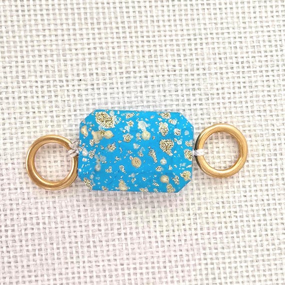 Turquoise Gold-Fleck Bikini Charm Connectors -  Eco-Friendly Swimwear Hardware - Adjustable Strap Decor