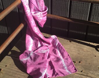 Purple and Blue Circle Pattern Shibori Silk Scarf