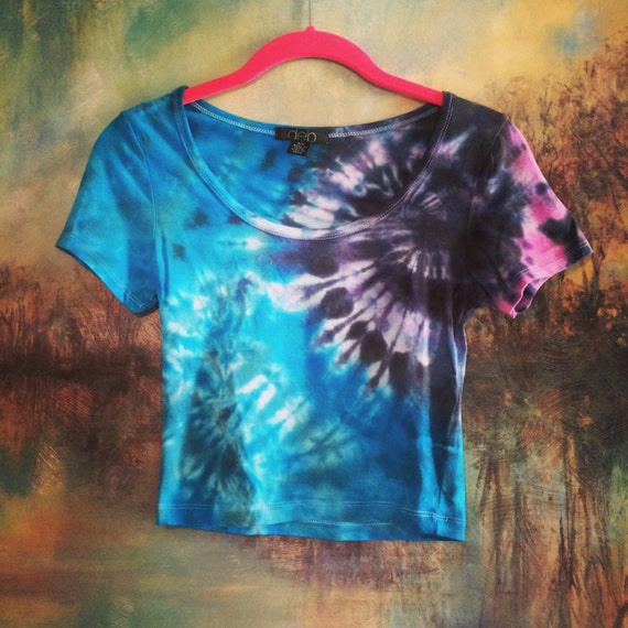 Pink Blue and Black Tie Dye Crop Top Teen Girls Size XL | Etsy