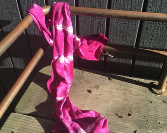 Magenta Teeth Stitch Shibori Scarf / Headwrap