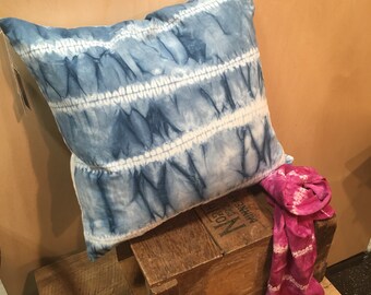 Blue Shibori Dyed Accent Pillow Covers