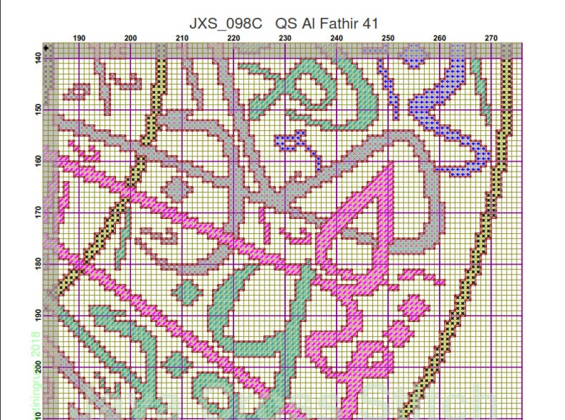 Calligraphy QS Fathir ayat 41 pastel color Instant Download PDF Islamic Cross Stitch Chart image 3